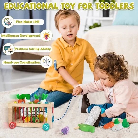 Winique Wooden Montessori Vegetable Garden Playset for Kids - Picture 6 of 7